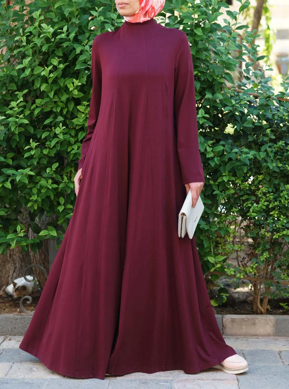 Flared Paneled Abaya with Godets