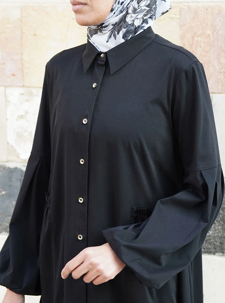 Flared Pleated Sleeves Tunic