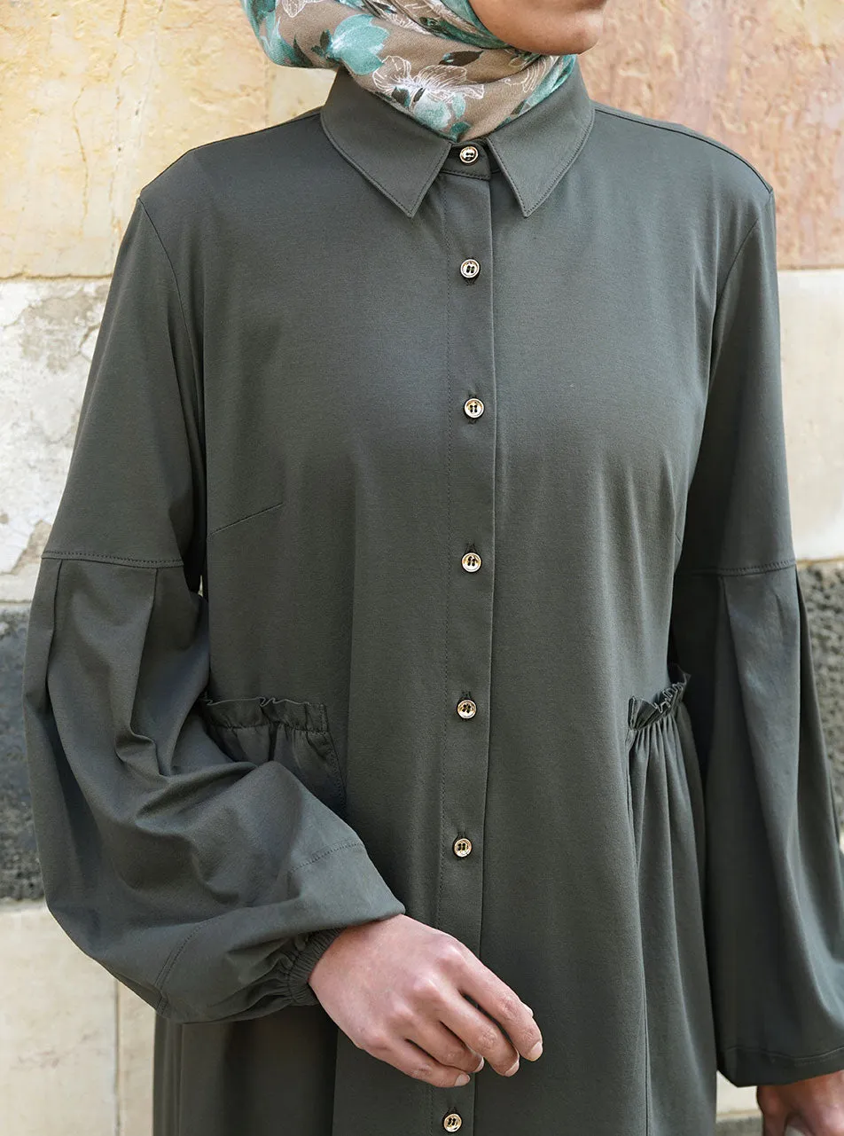 Flared Pleated Sleeves Tunic