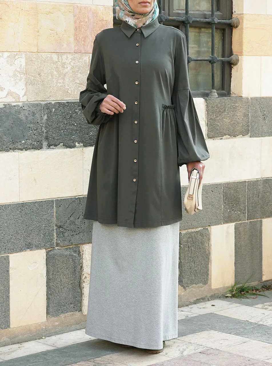 Flared Pleated Sleeves Tunic