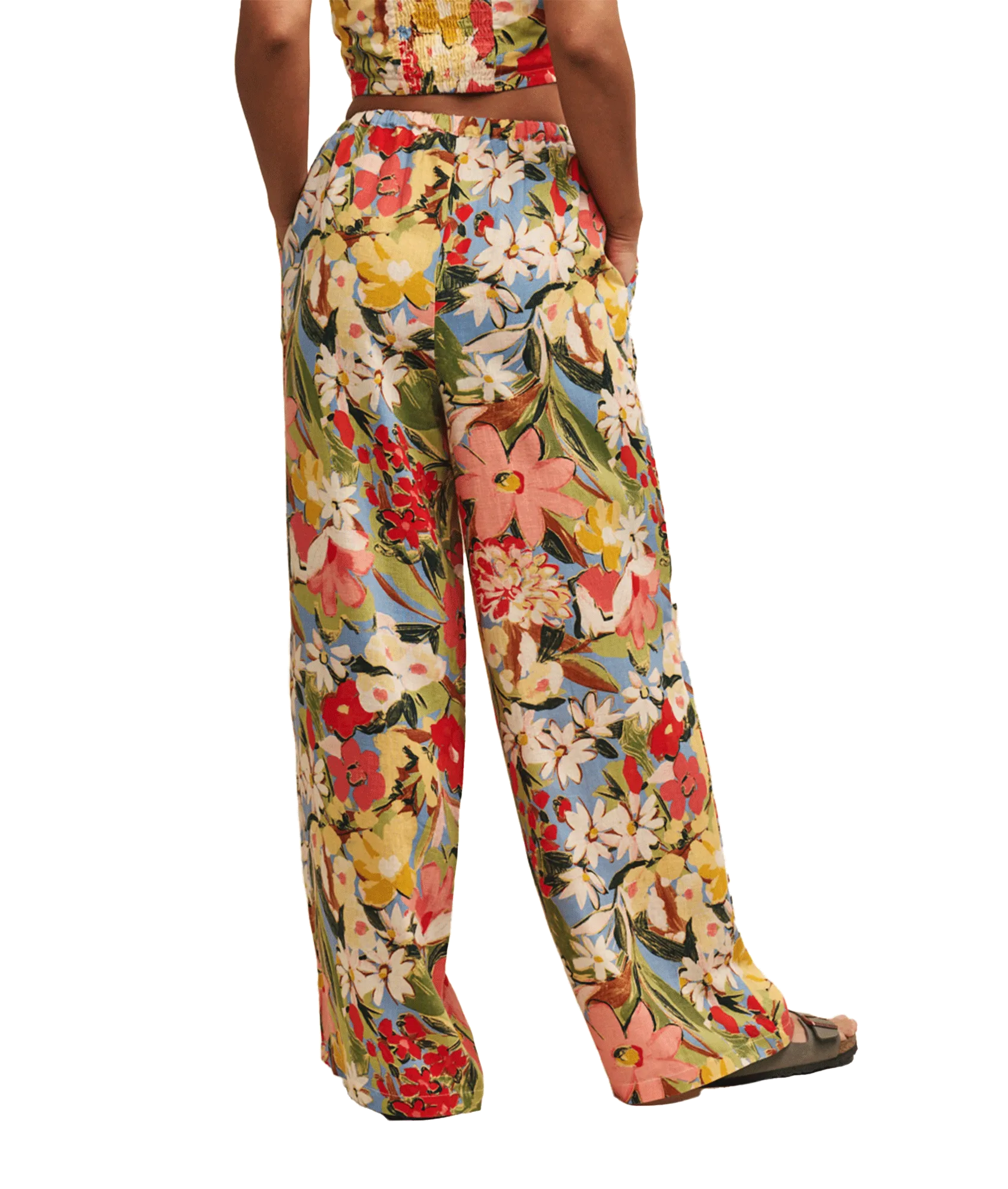 Floral Linen-blend Drawstring Trousers - Multi