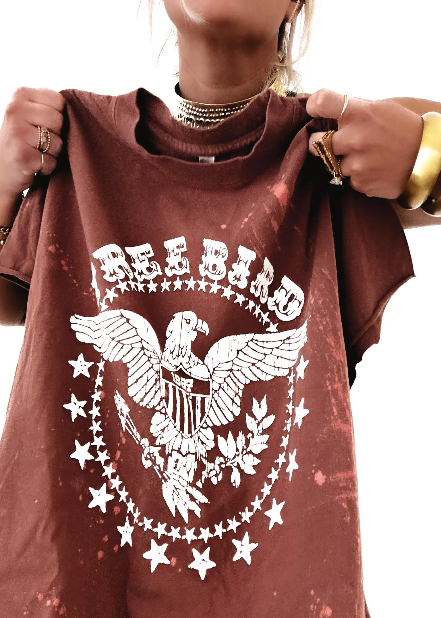 FREE BIRD BLEACHED OUT SIDE SLIT TEE