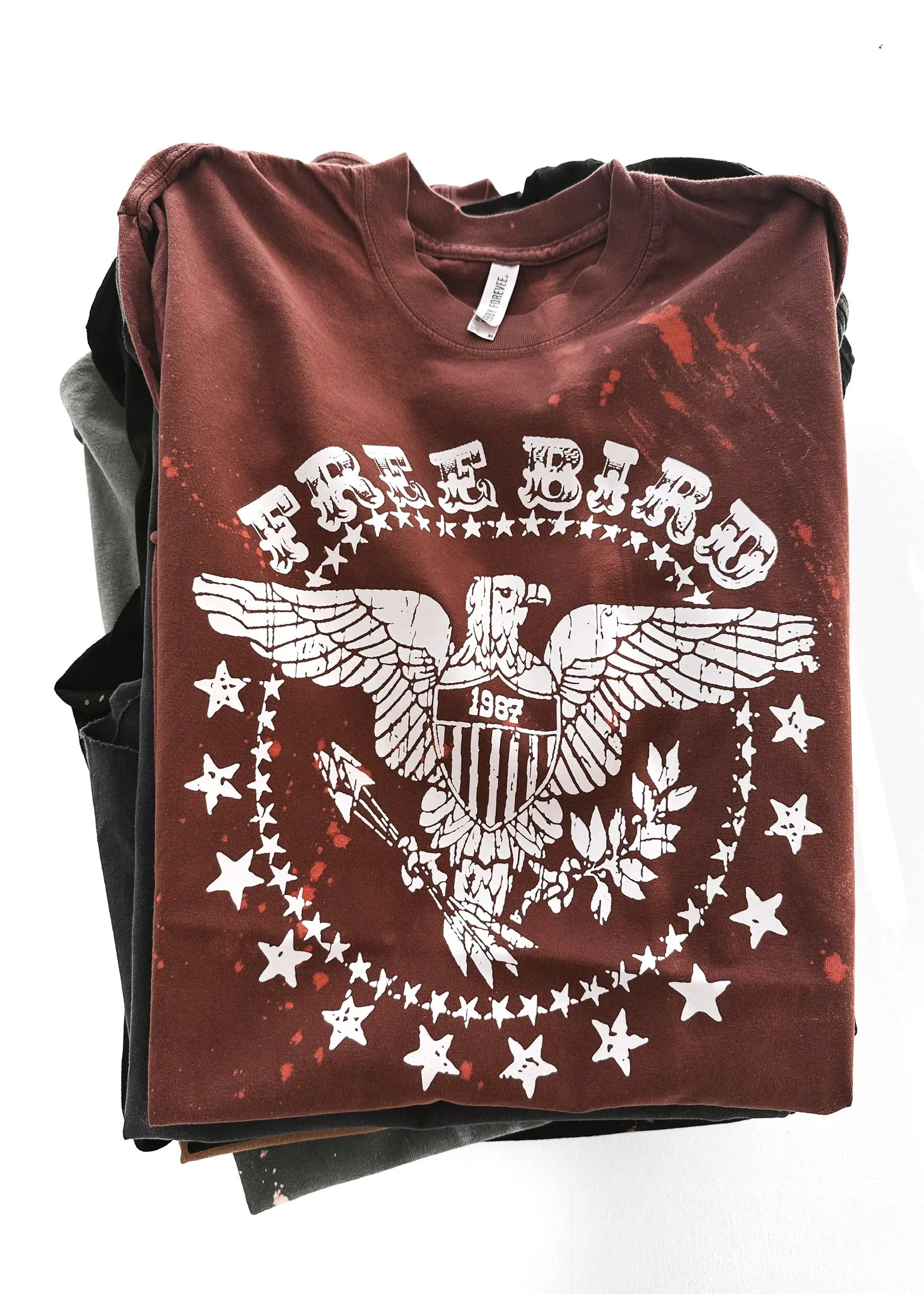 FREE BIRD BLEACHED OUT SIDE SLIT TEE