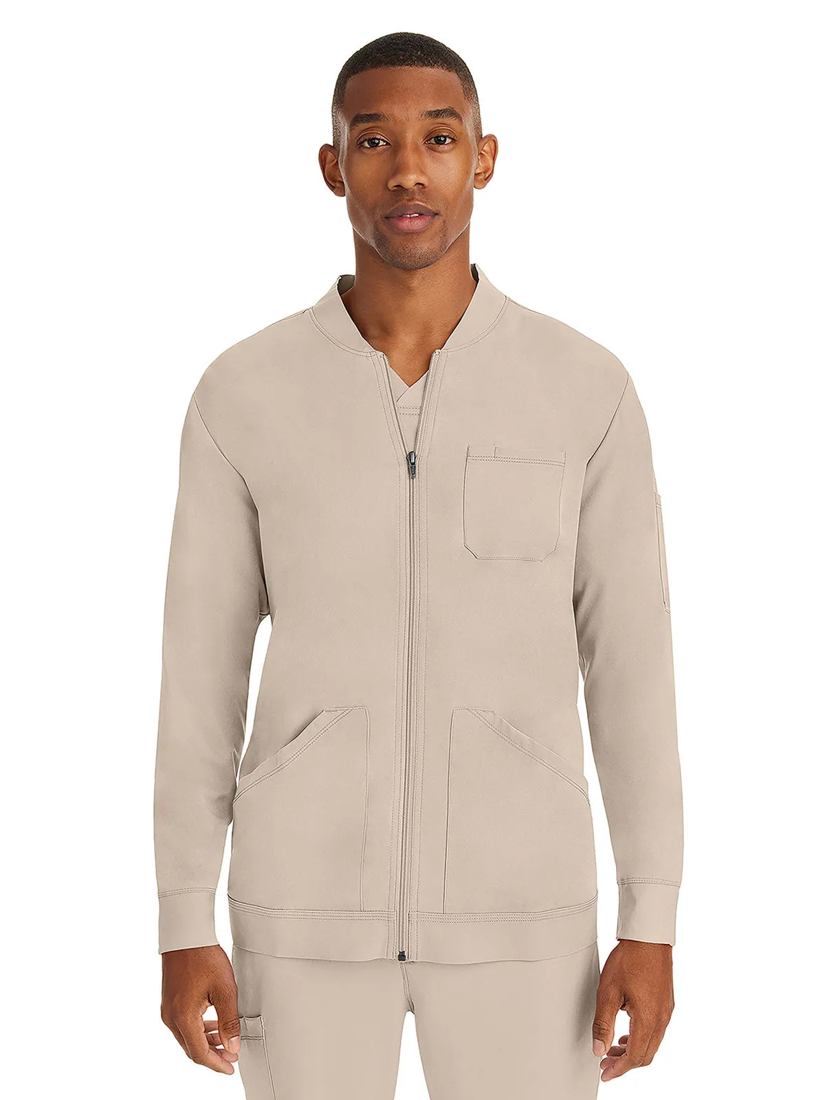 HH Works - Men's Michael Zip Front Solid Scrub Jacket