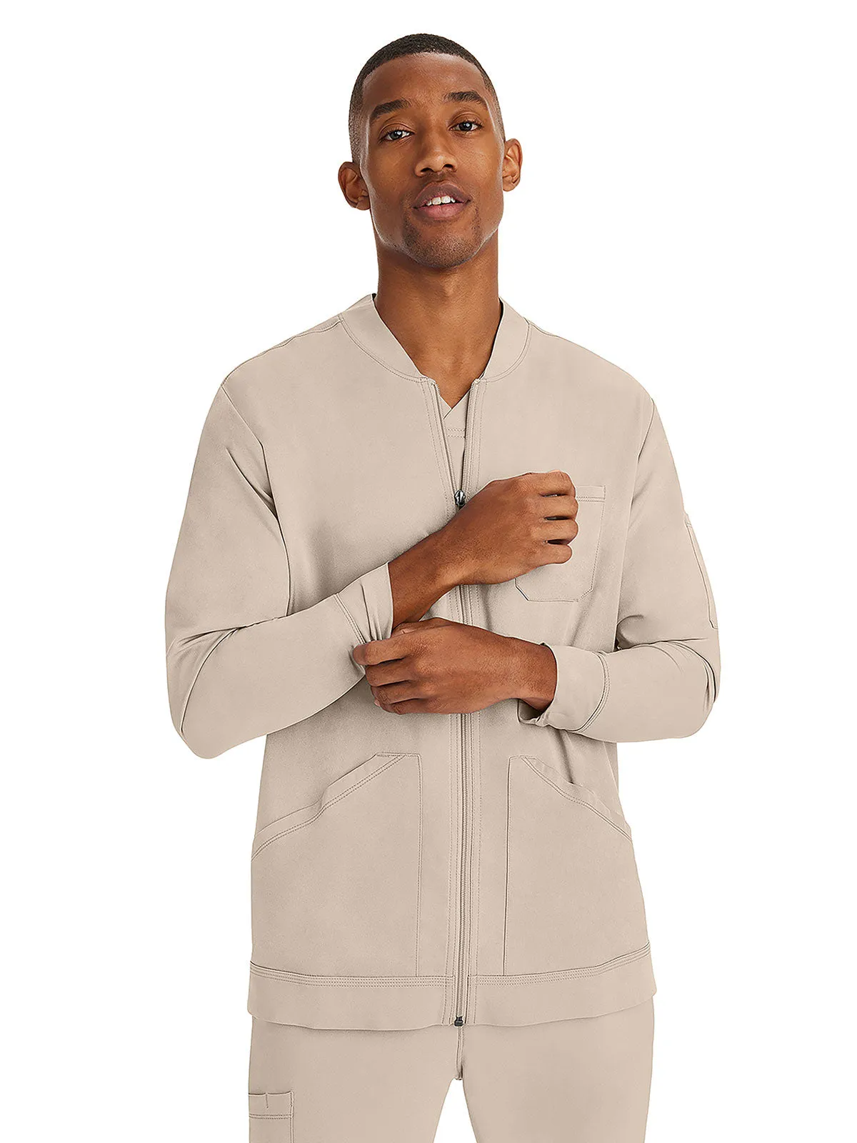 HH Works - Men's Michael Zip Front Solid Scrub Jacket