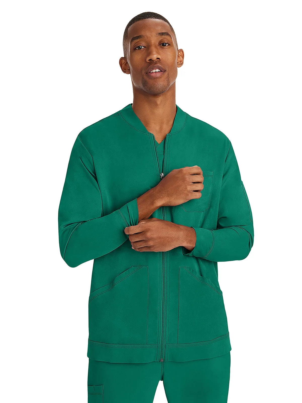 HH Works - Men's Michael Zip Front Solid Scrub Jacket