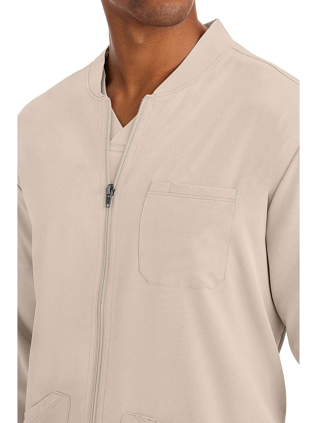 HH Works - Men's Michael Zip Front Solid Scrub Jacket