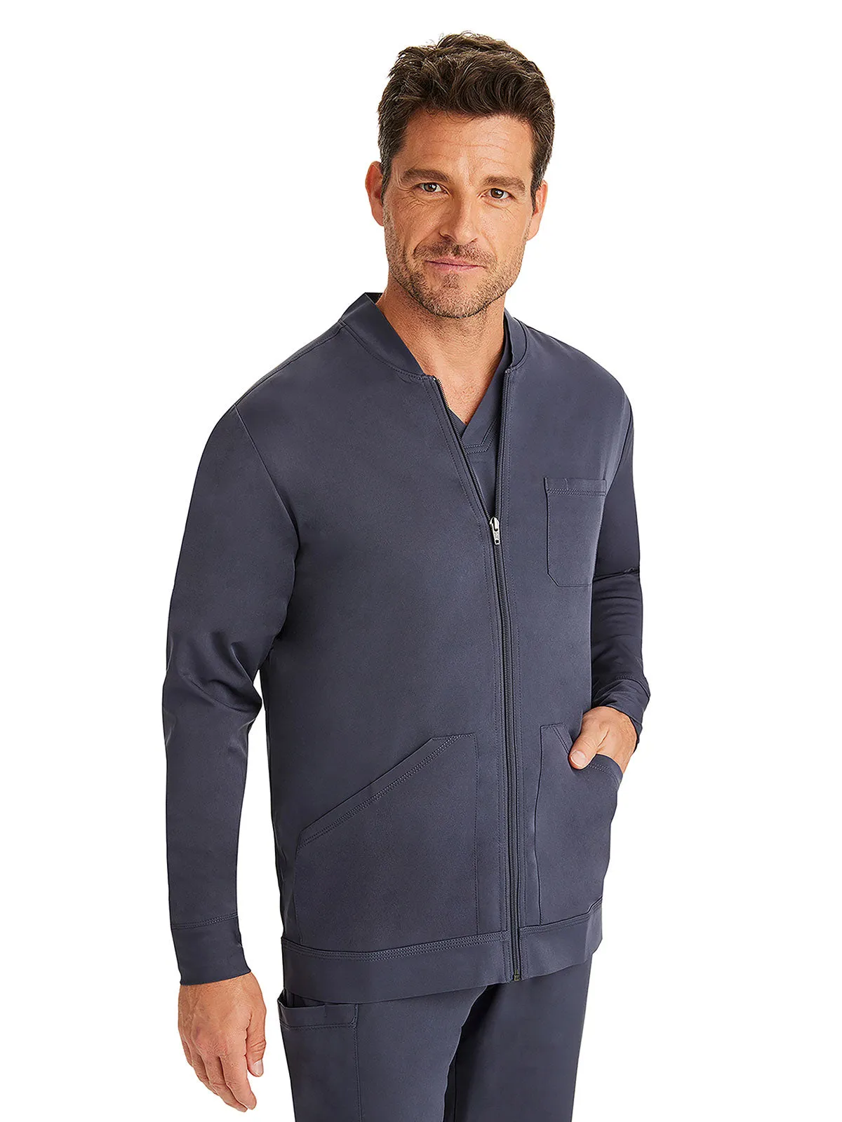 HH Works - Men's Michael Zip Front Solid Scrub Jacket