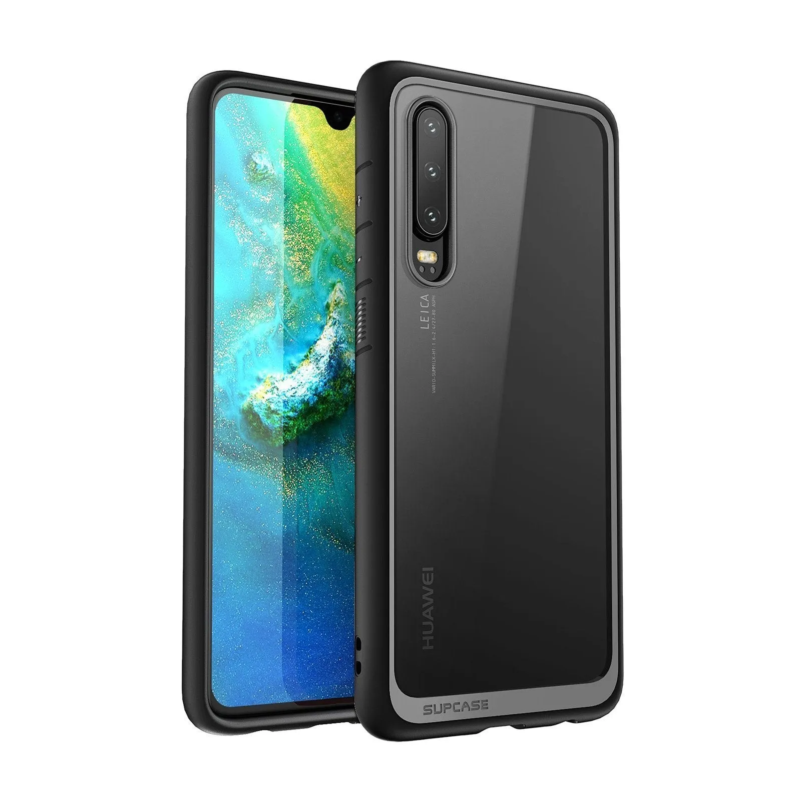 Huawei P30 Unicorn Beetle Style Slim Clear Case-Black