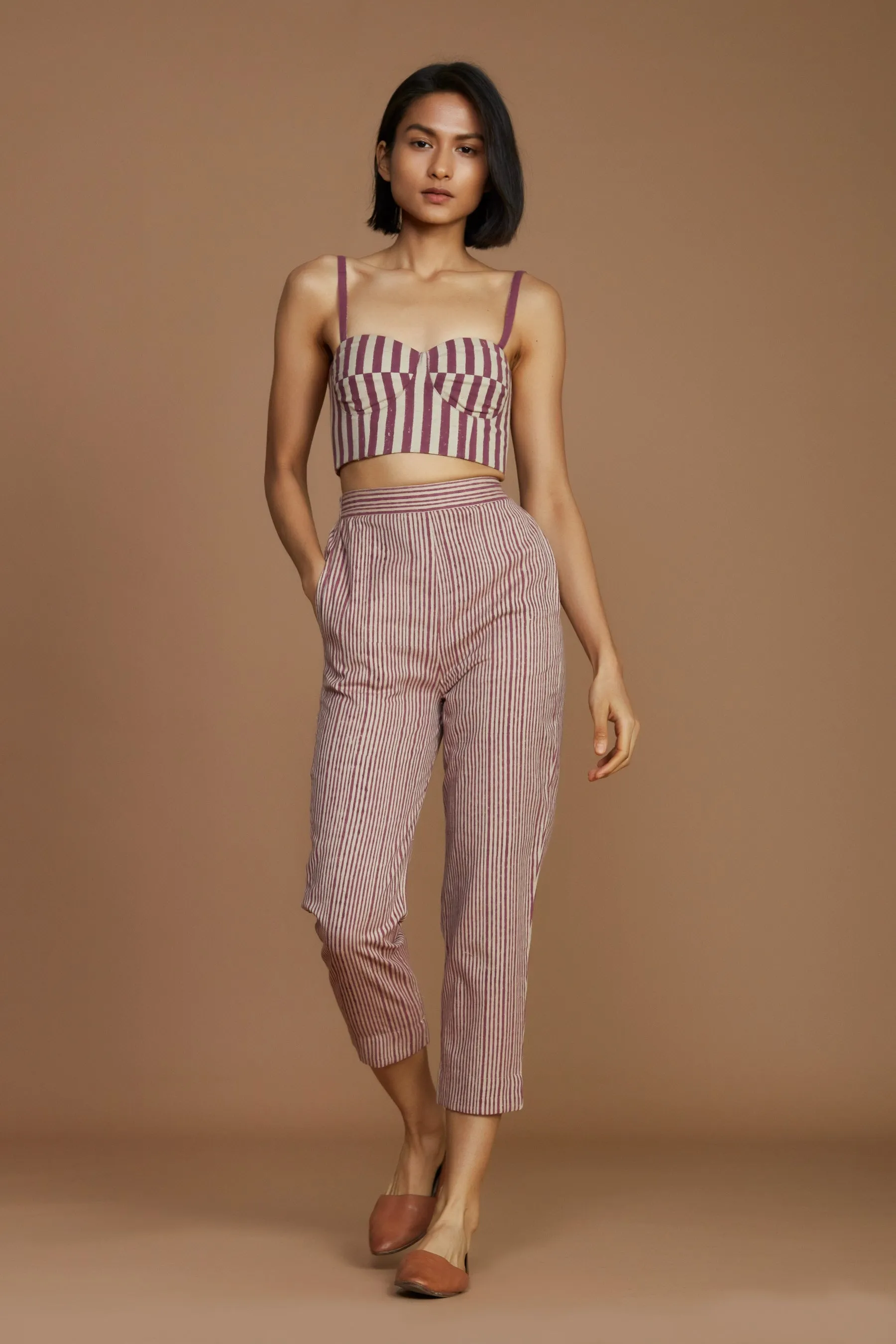 Ivory with mauve Striped SE Pants