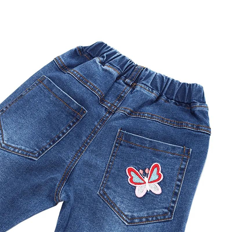 Little Girls Embroidery Slim Jeans Pants