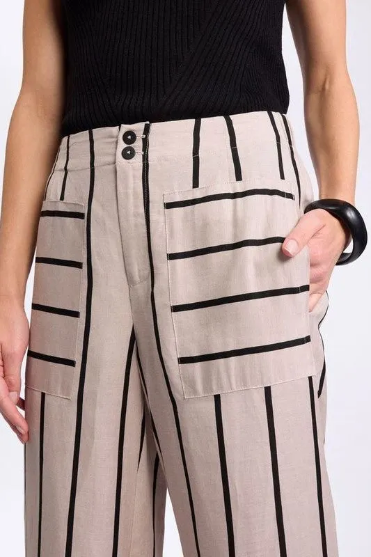 Marco Polo - YTMS58253 Wide Leg Stripe Pant