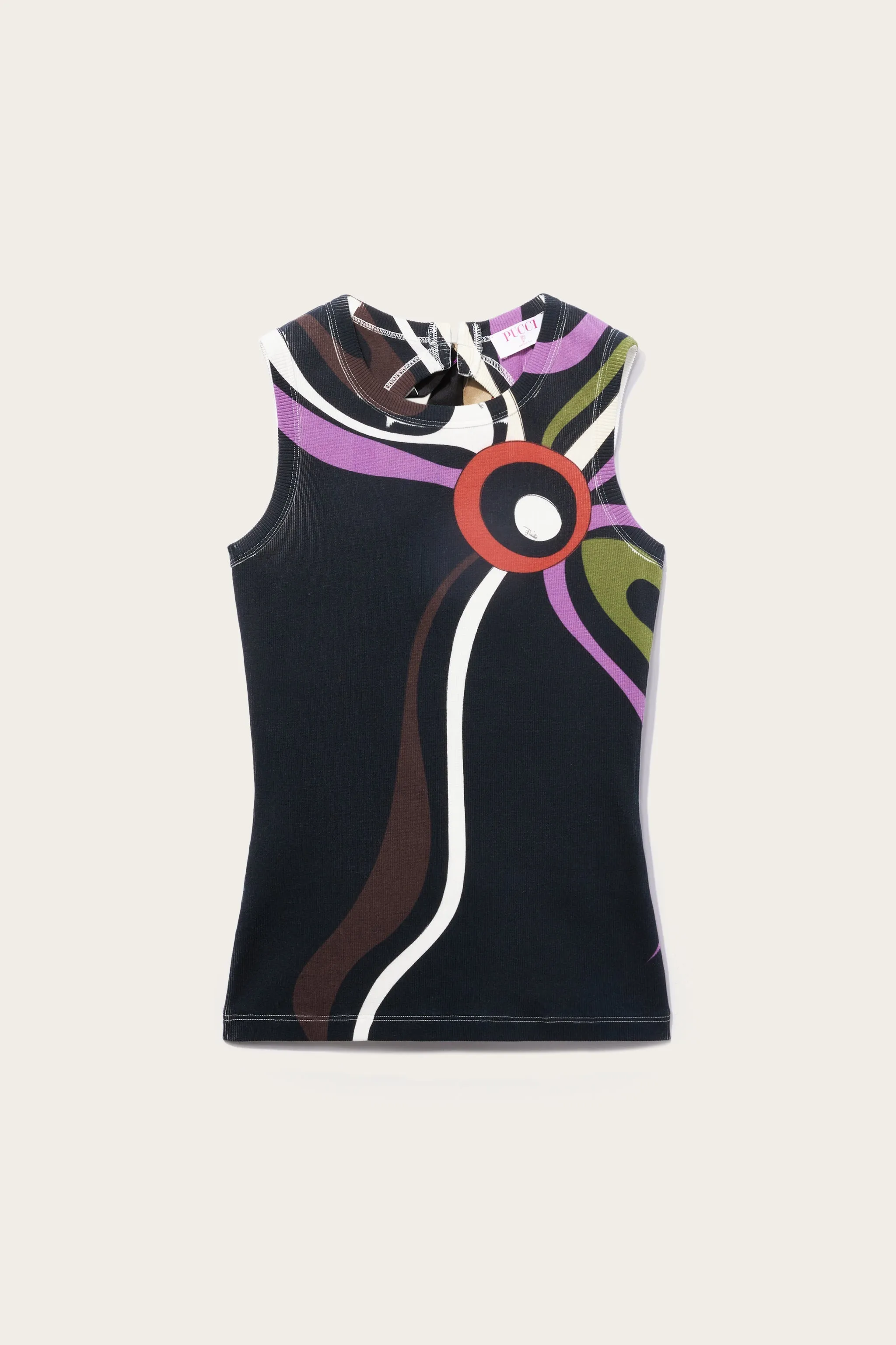 Marmo-Print Cut-Out Tank Top