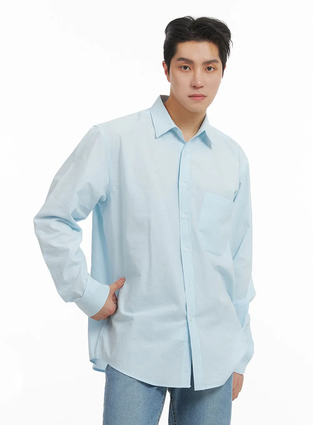 Men's Cotton Solid Buttoned Shirt IA401