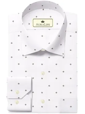 Men's Premium Cotton White Micro Print Shirt (1416)