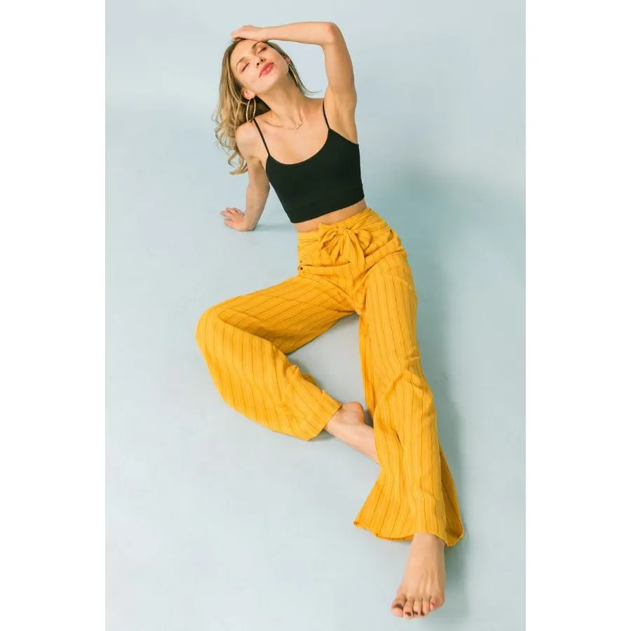 Mustard Striped Wide Leg Pants