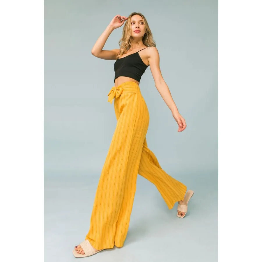 Mustard Striped Wide Leg Pants