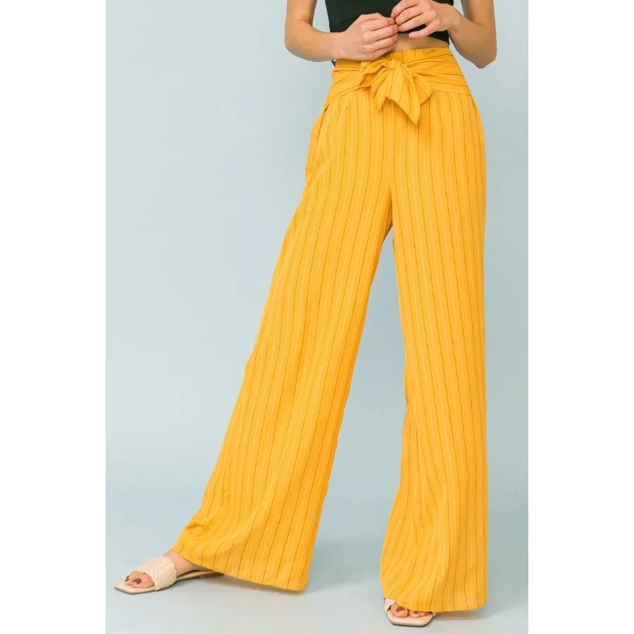 Mustard Striped Wide Leg Pants