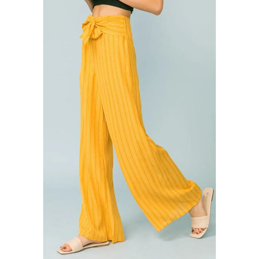 Mustard Striped Wide Leg Pants