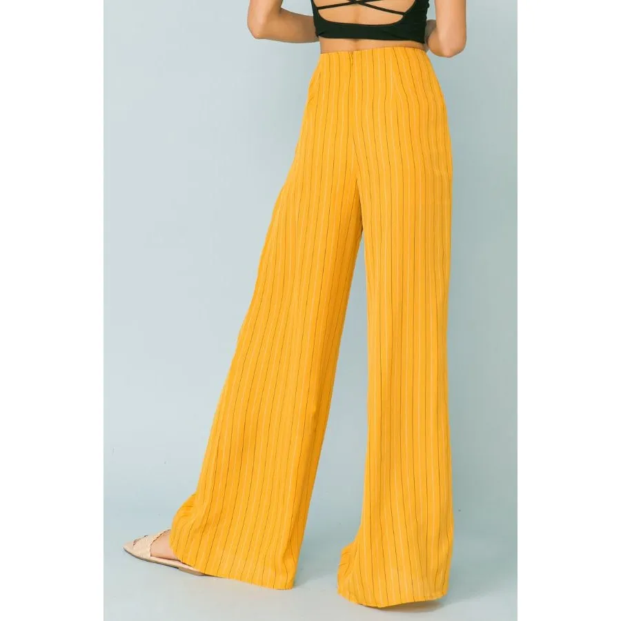 Mustard Striped Wide Leg Pants