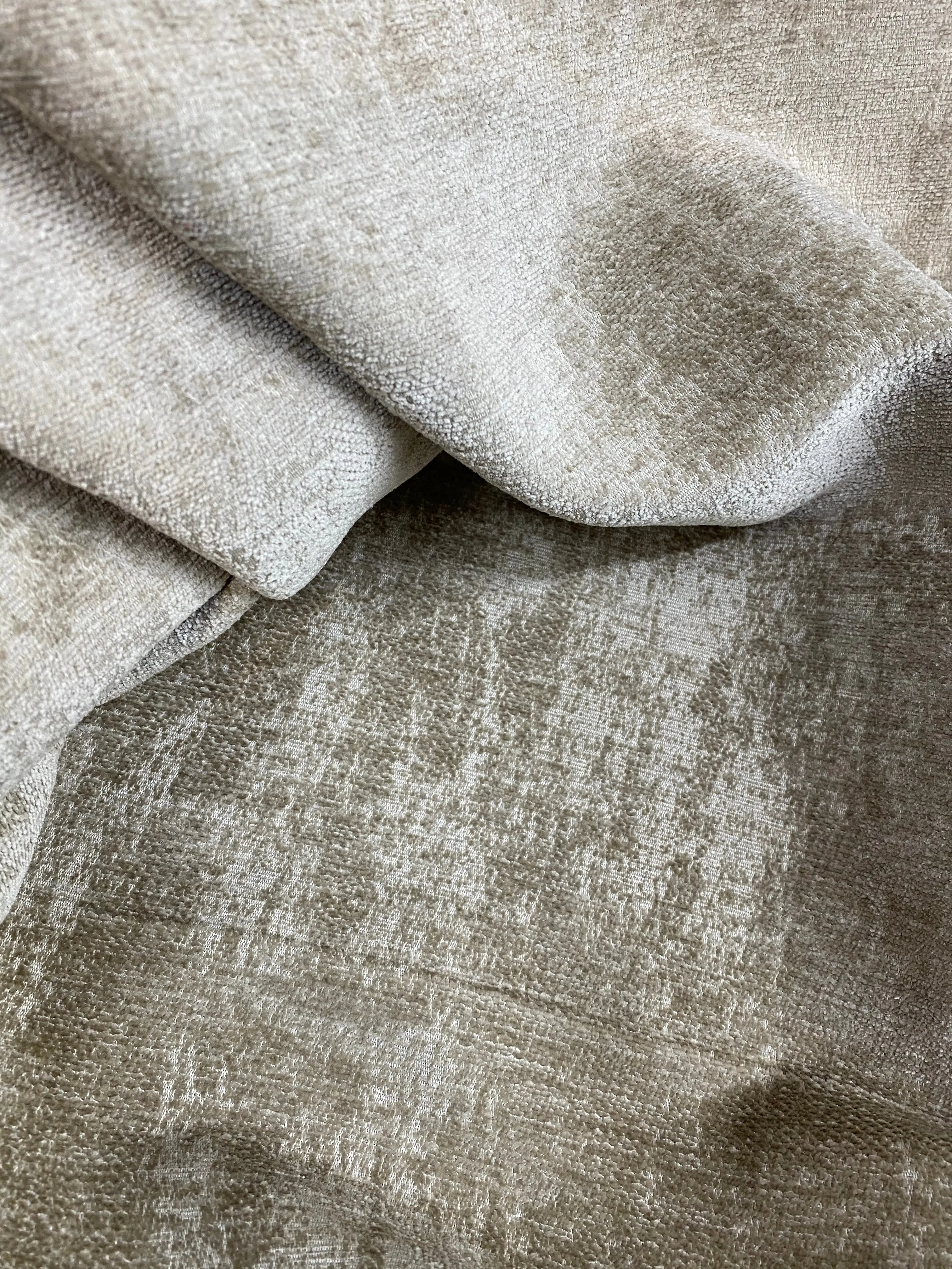 NEW Designer Chenille Velvet Upholstery Fabric - Taupe