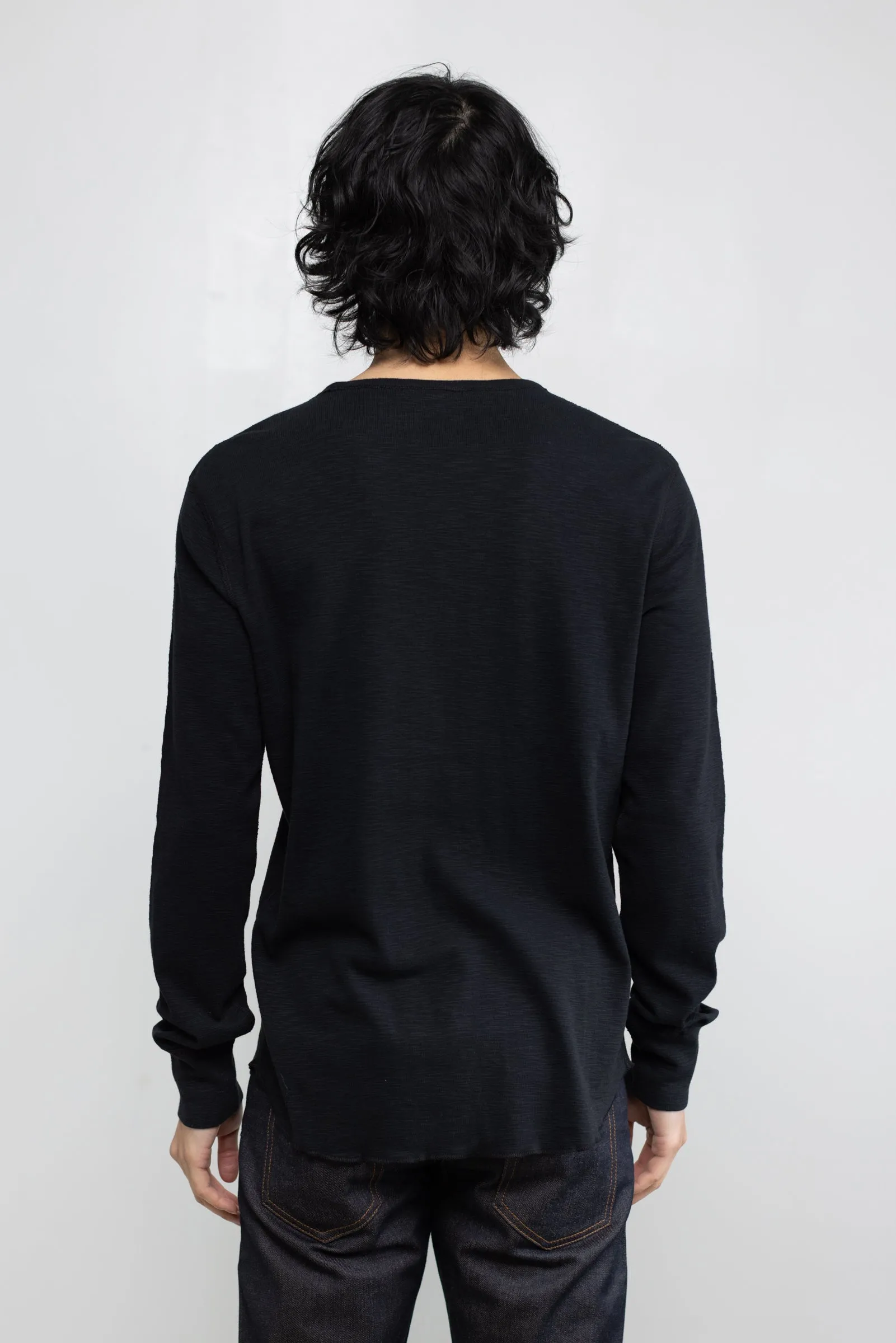 NS2164-6 Slub 1x1 Long Sleeve Crew in Black