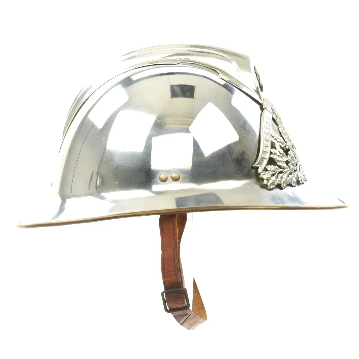 Original French WWII Era City of Paris Model 1926 Adrian Nickel-plated Firefighter's Helmet