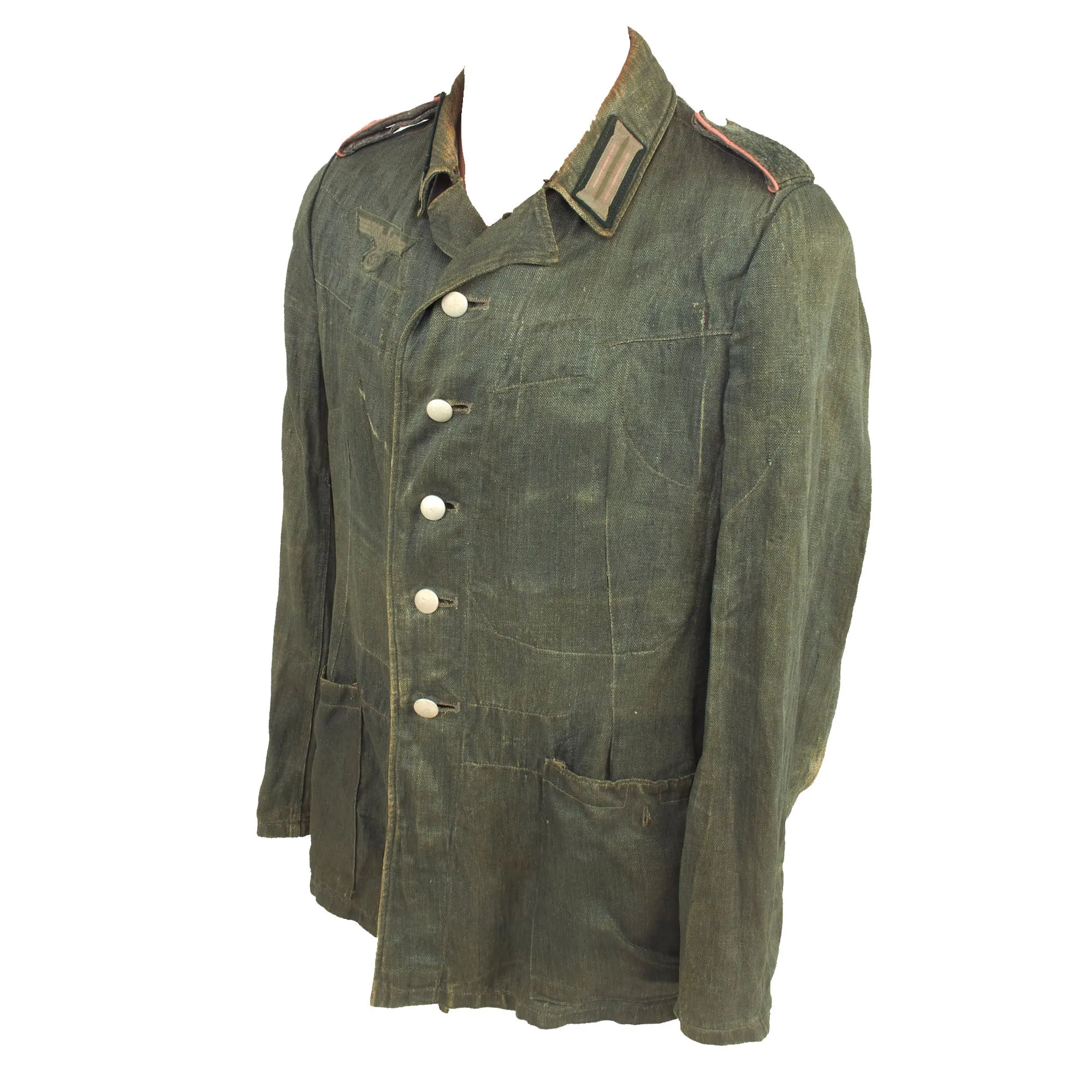 Original German WWII Heer Army Panzer Enlisted HBT Drilljacke Tunic with Early Pattern Insignia - dated 1941