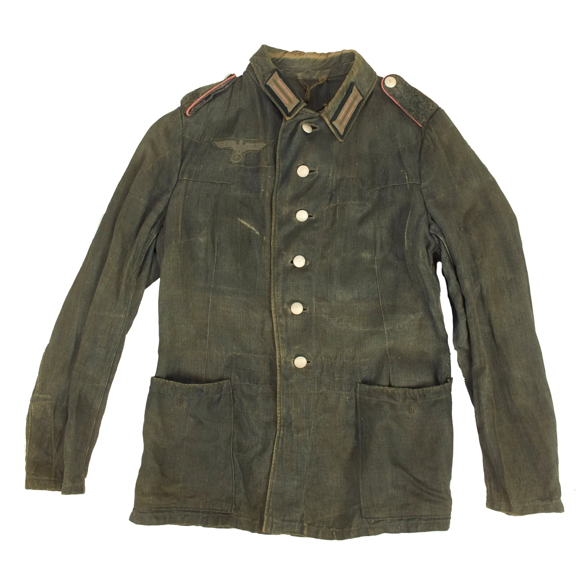 Original German WWII Heer Army Panzer Enlisted HBT Drilljacke Tunic with Early Pattern Insignia - dated 1941