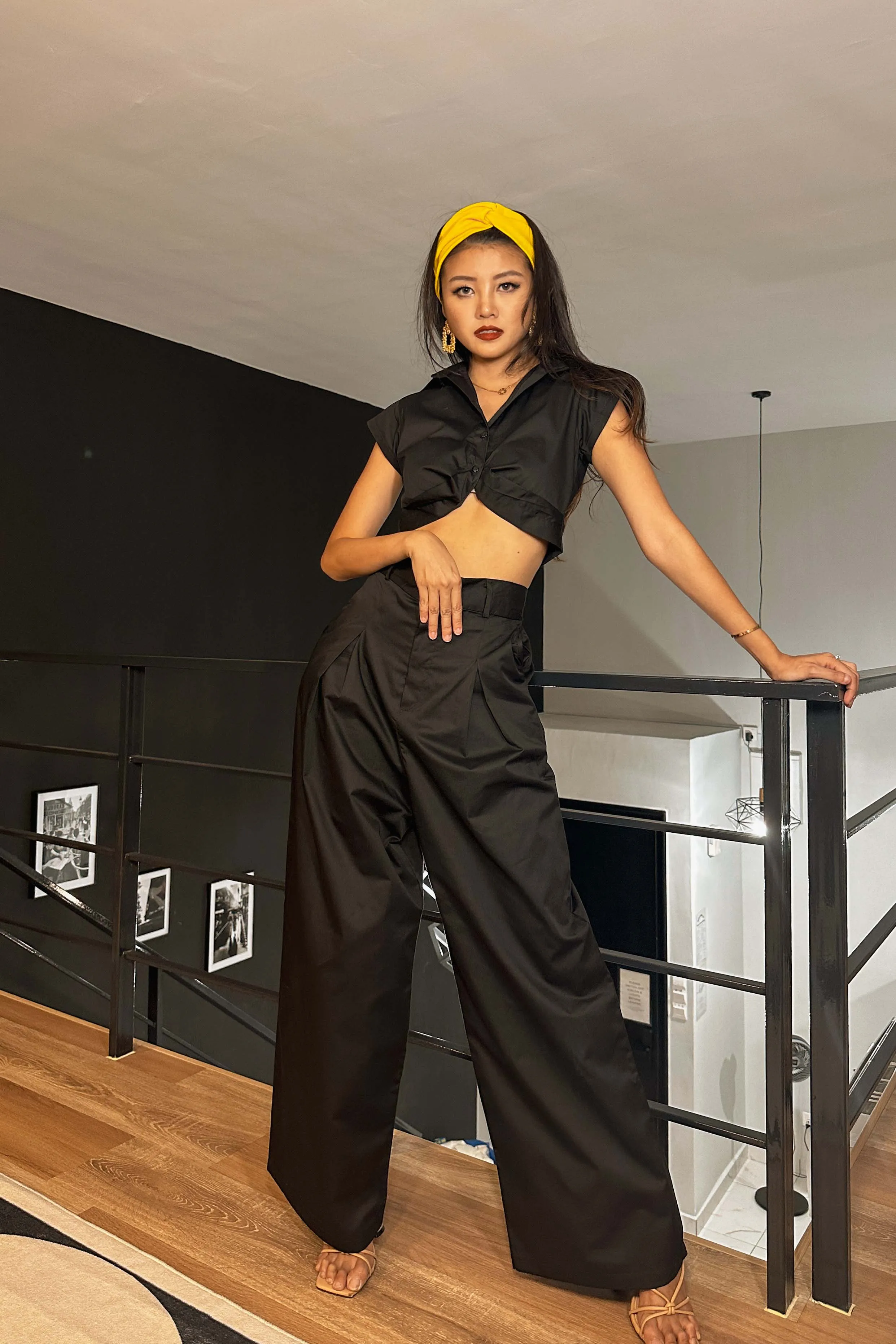 Penne Trousers Co-ord Set in Black