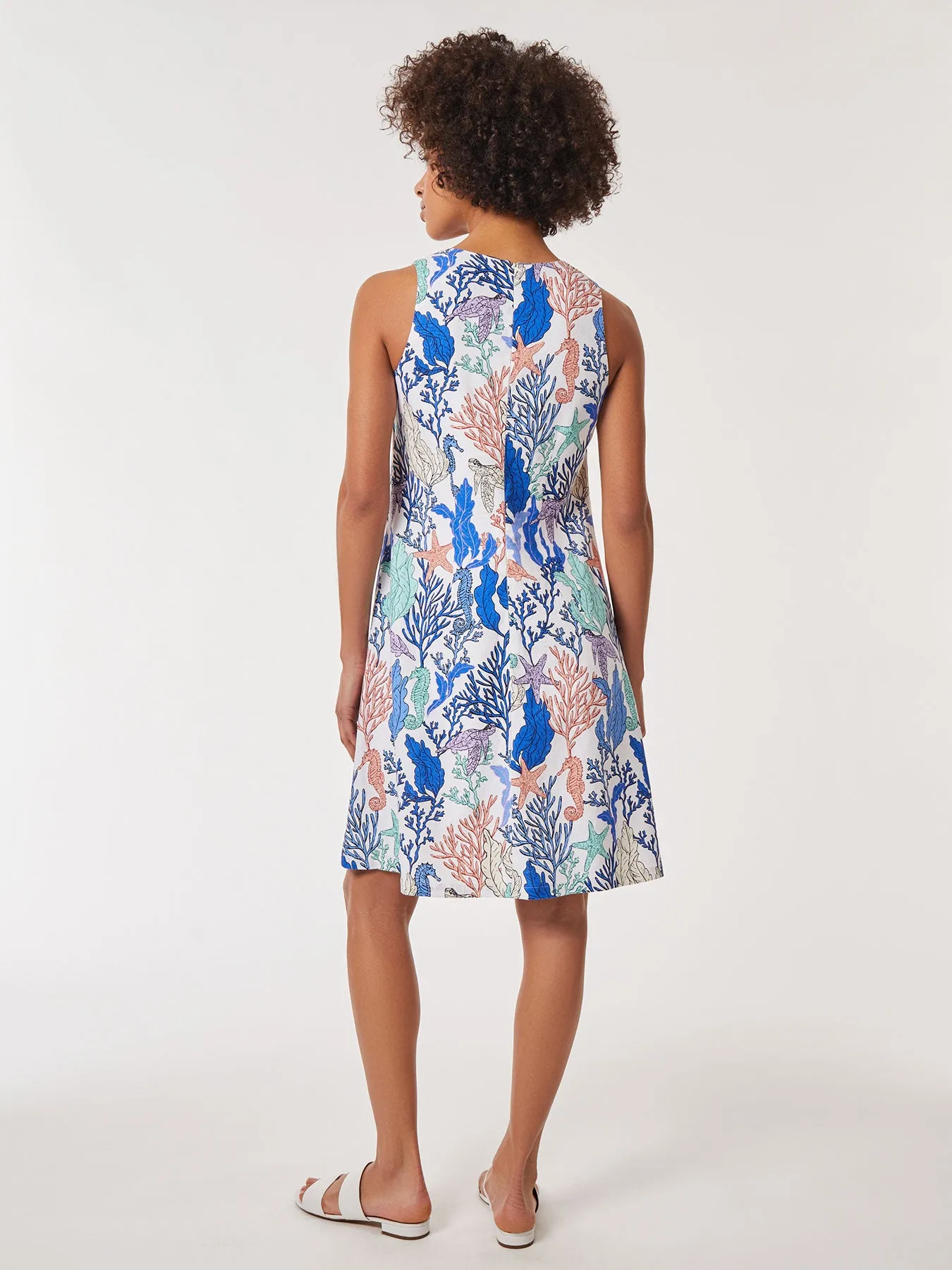 Plus Size Printed Linen Trapeze Dress