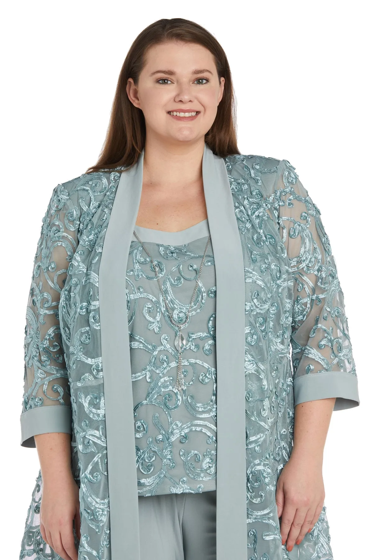 Plus Size Women's Sequined Jacket Pant Set