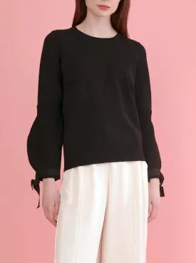 PUFF SLEEVE PULLOVER, BLACK