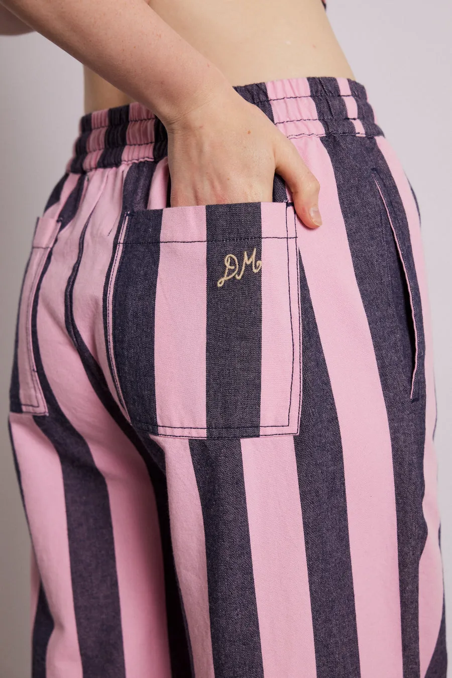 rafe pants - pink navy stripe