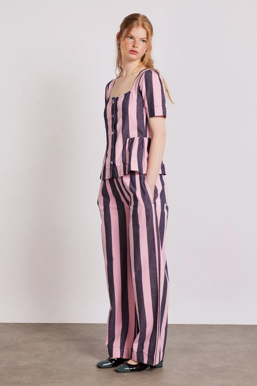 rafe pants - pink navy stripe