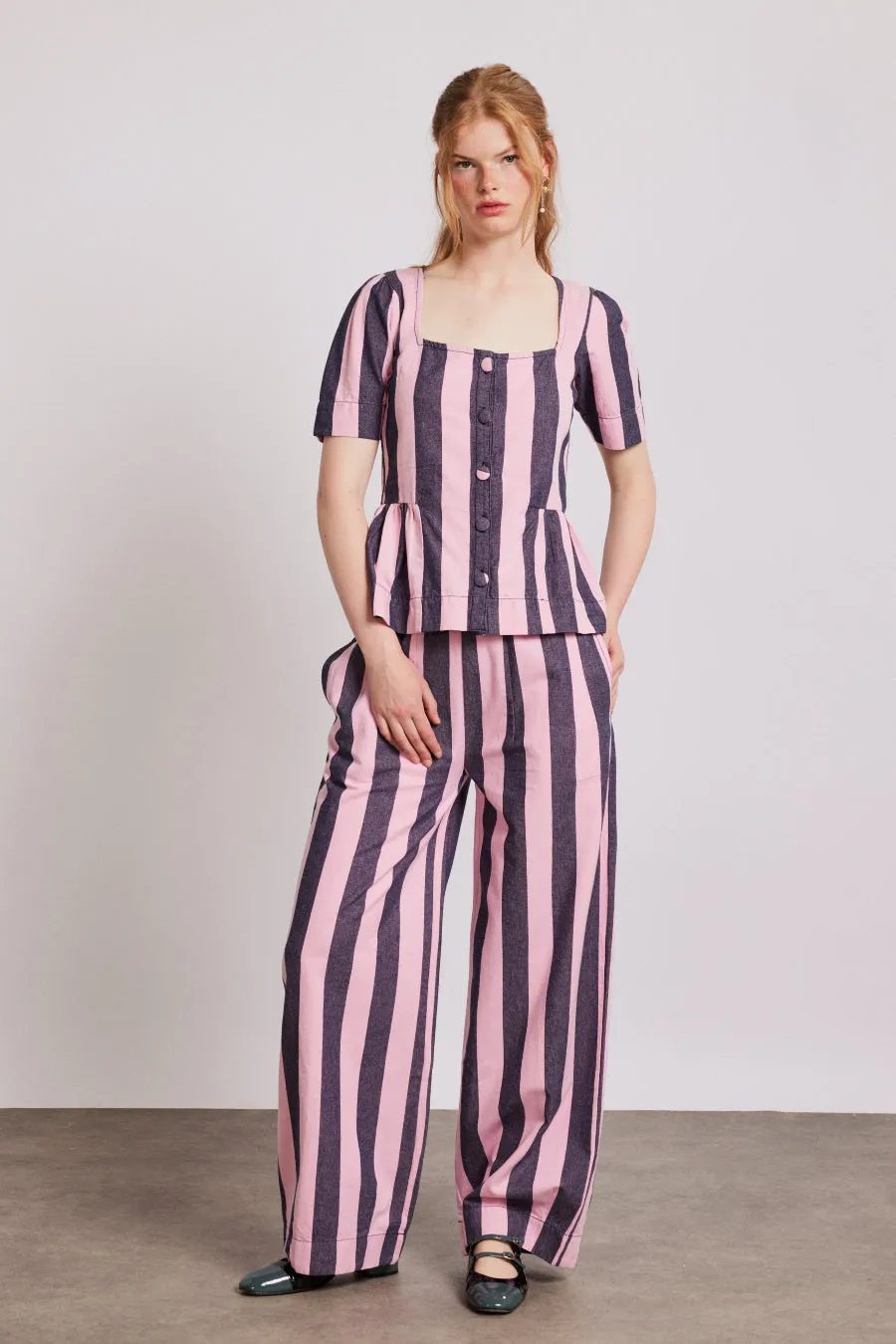 rafe pants - pink navy stripe