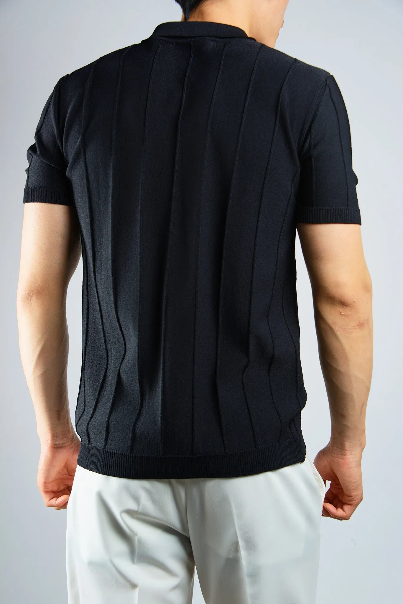 S/S Textured Zip Modern Polo