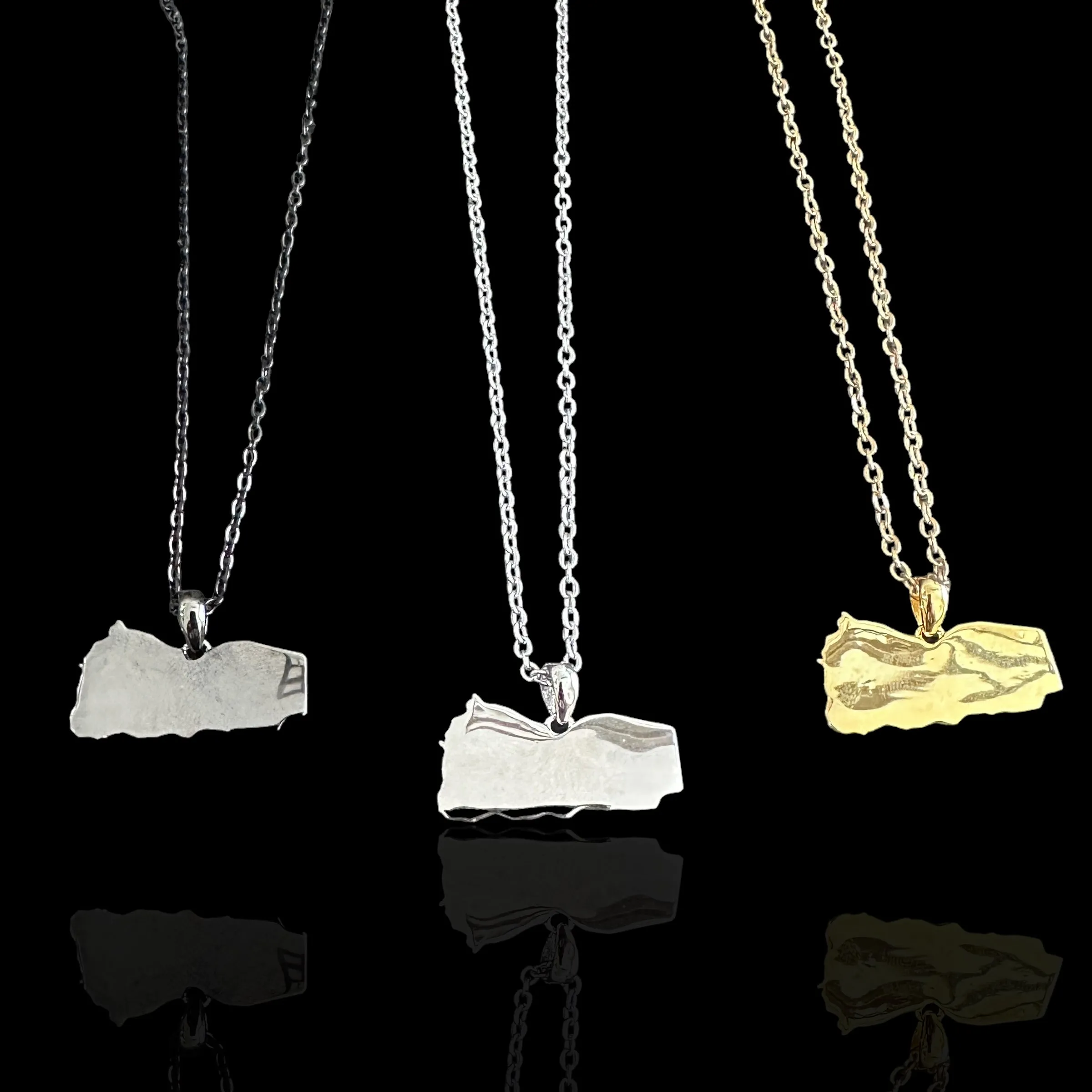 Sterling Silver Yemen Map Necklace - Available in 3 Colors