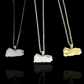 Sterling Silver Yemen Map Necklace - Available in 3 Colors