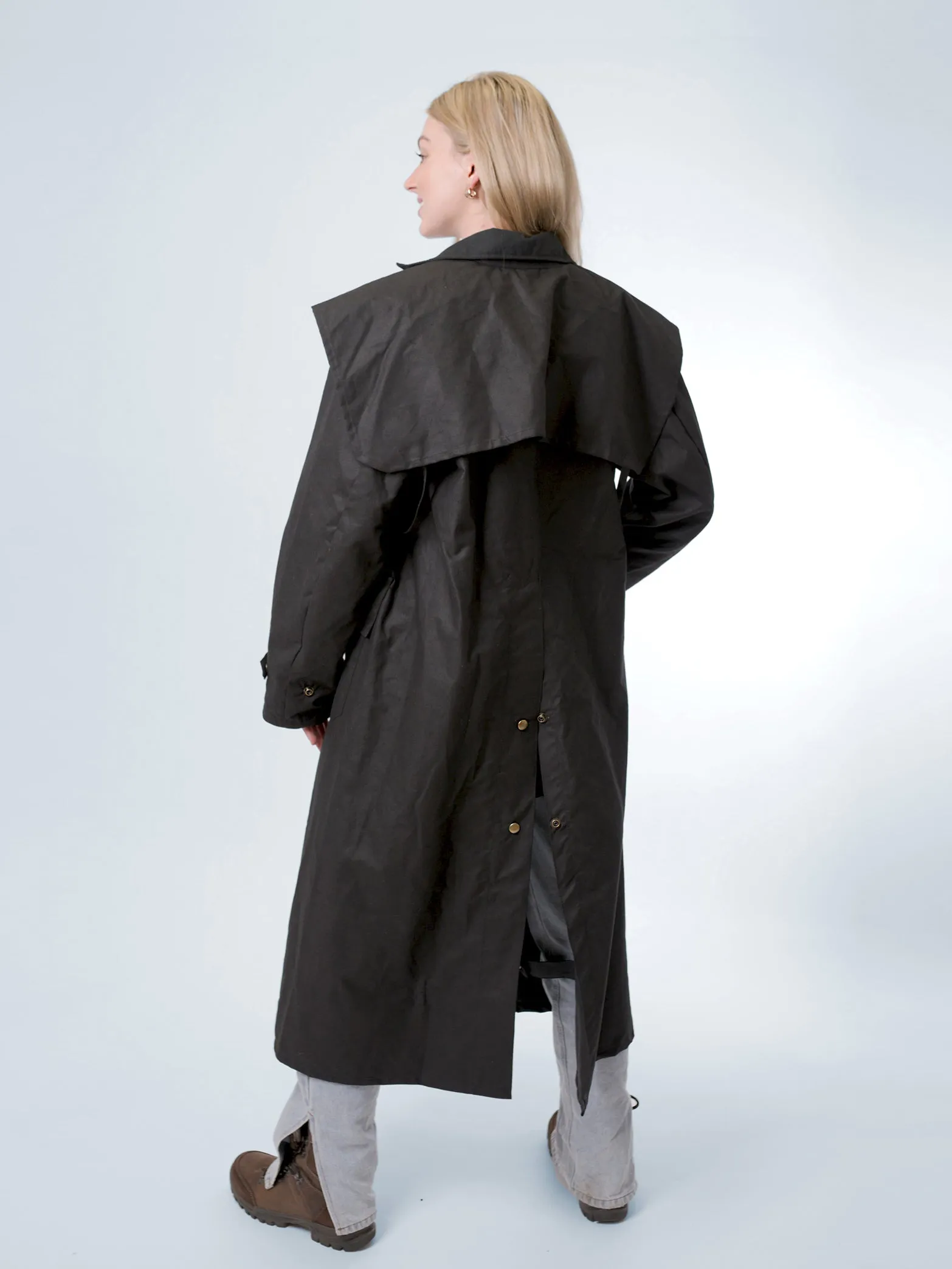 Unisex Full-length Oilskin Riding Coat with Hood