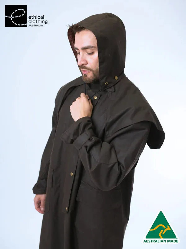 Unisex Full-length Oilskin Riding Coat with Hood