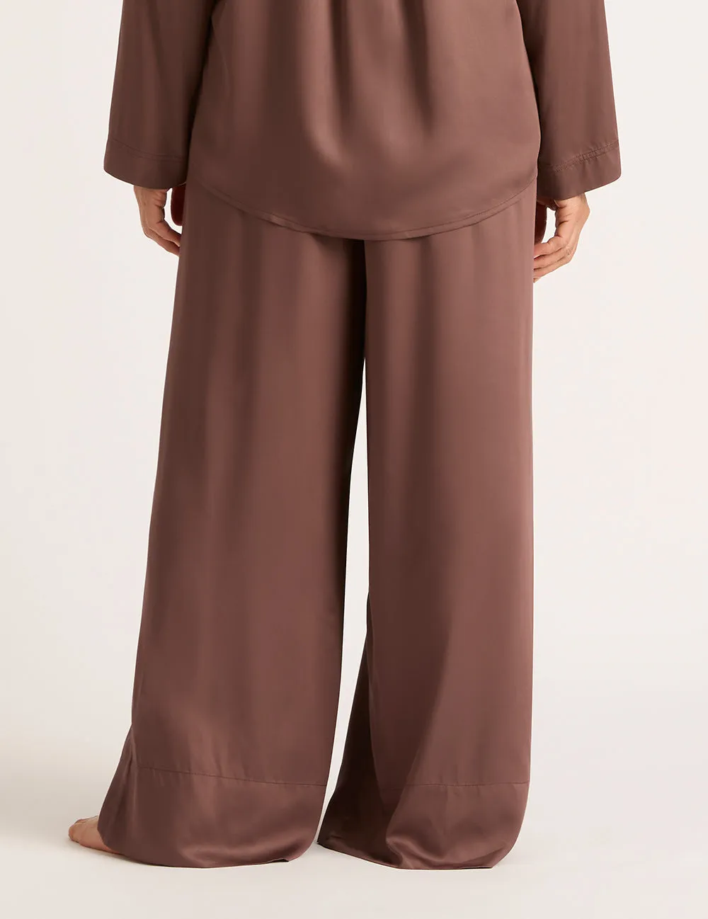 Vegan Silk Wide Leg Sleep Pant - Garnet