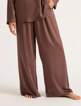 Vegan Silk Wide Leg Sleep Pant - Garnet