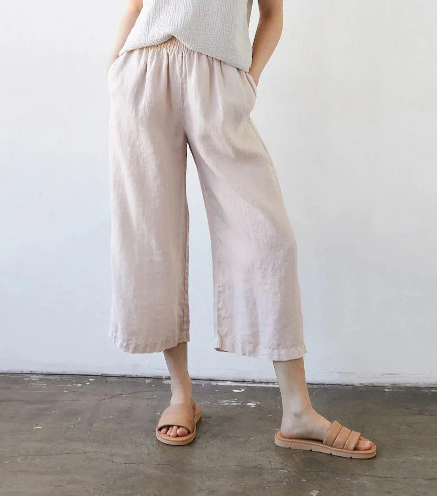 Wide Linen Pant in Natural