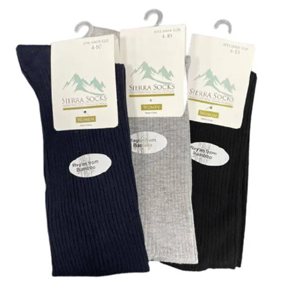 Women's Diabetic Arthritic Rayon and Bamboo Crew Socks 3-Pair Packs