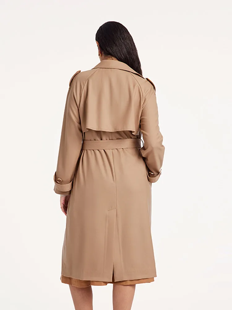 Worsted Woolen Double-Breasted Trench Coat