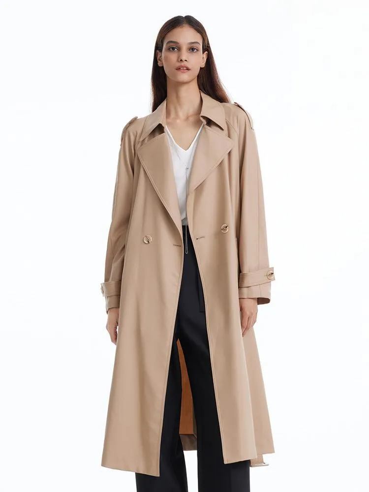 Worsted Woolen Double-Breasted Trench Coat