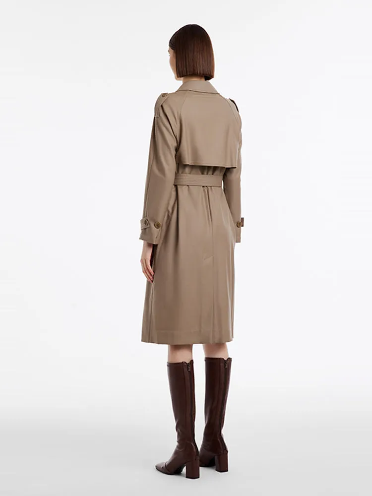 Worsted Woolen Double-Breasted Trench Coat