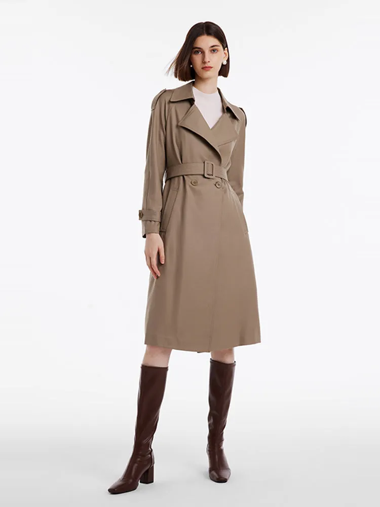 Worsted Woolen Double-Breasted Trench Coat