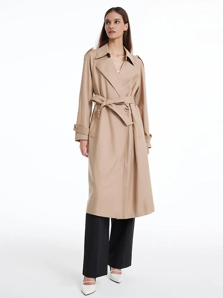 Worsted Woolen Double-Breasted Trench Coat